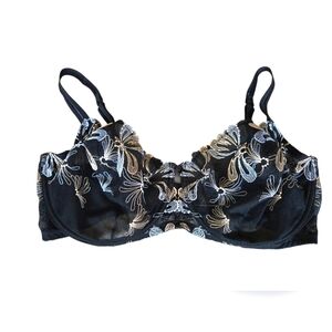 Paramour Black and Gold Lace Bra with Underwire Size 42G